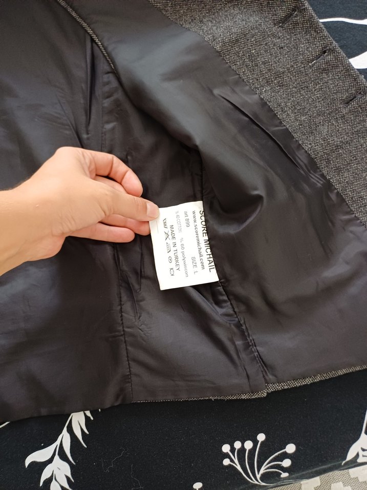 Düğmeli Klasik Gri ve Beyaz Yelek - Görsel 4