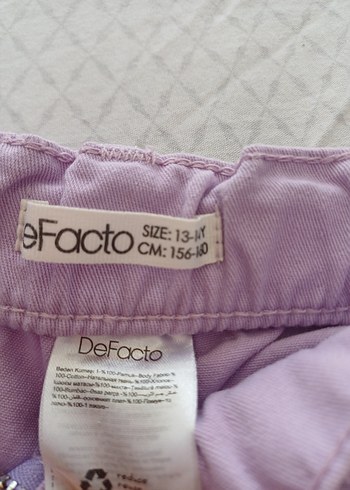 Mor Rahat Kesim Düğmeli Pamuk Pantolon - Görsel 3