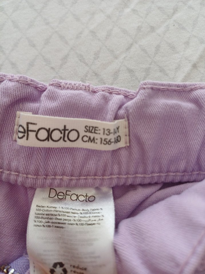 Mor Rahat Kesim Düğmeli Pamuk Pantolon - Görsel 3