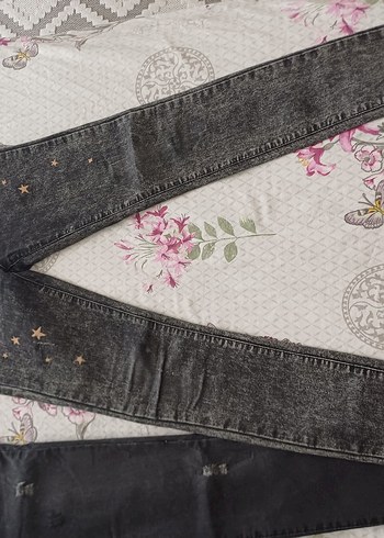 Nakışlı Gri Kız çocuk Denim Pantolon - Görsel 6