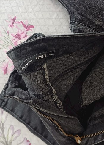 Nakışlı Gri Kız çocuk Denim Pantolon - Görsel 7