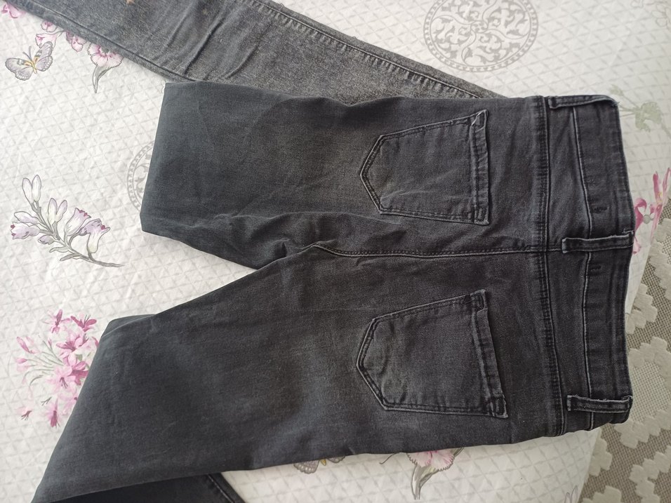 Nakışlı Gri Kız çocuk Denim Pantolon - Görsel 5