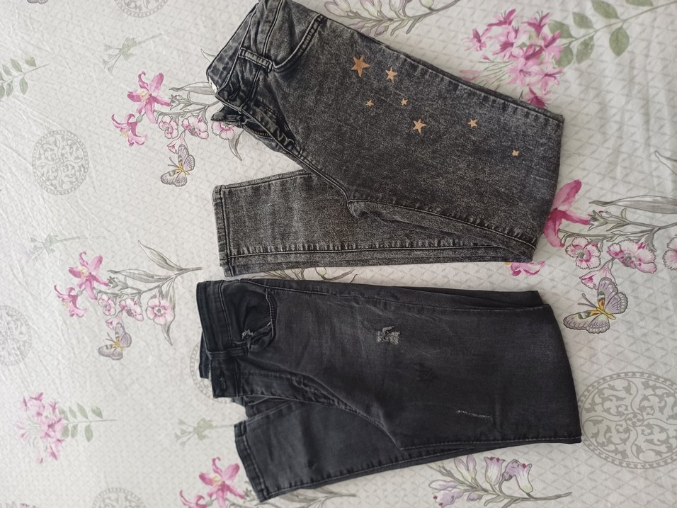 Nakışlı Gri Kız çocuk Denim Pantolon - Görsel 4