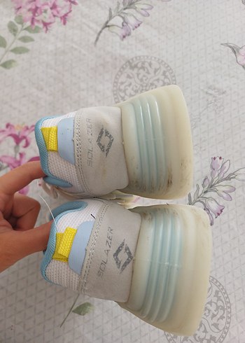 Beyaz Bağcıklı Pastel Renkli kadın  Spor Ayakkabı - Görsel 4