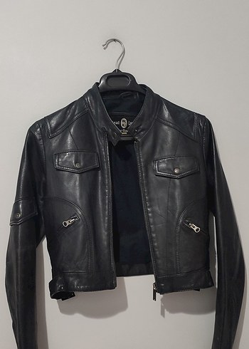 Bershka Kadın Siyah Deri Biker Ceket