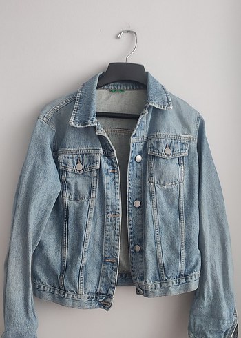 Düğmeli Mavi Kadın Denim Ceket