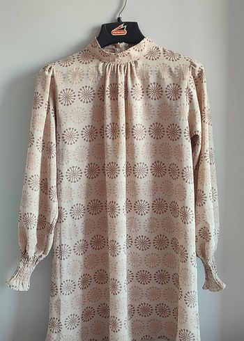 Bej Uzun Kollu Vintage Bohem Tunik