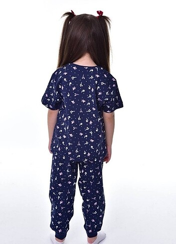4 Yaş Beden lacivert Renk Kız çocuk pijama takımı.