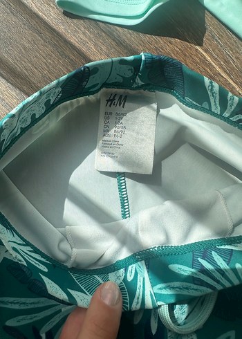 H&M Turkuaz Baskılı Kısa Kollu Erkek bebek Mayo Takımı - Görsel 3