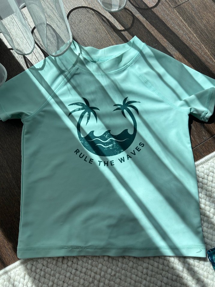 H&M Turkuaz Baskılı Kısa Kollu Erkek bebek Mayo Takımı - Görsel 5