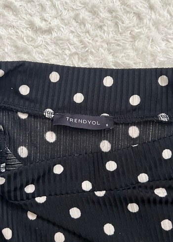 Puantiye Desenli Siyah Uzun Midi Etek - Görsel 3