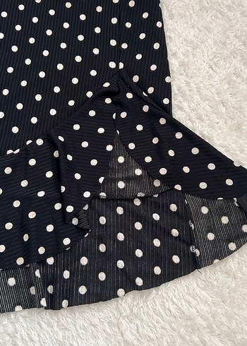 Puantiye Desenli Siyah Uzun Midi Etek - Görsel 2