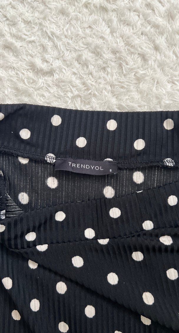 Puantiye Desenli Siyah Uzun Midi Etek - Görsel 3