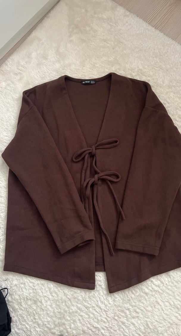 Kahverengi Keten Kadın Midi Takım - Görsel 2