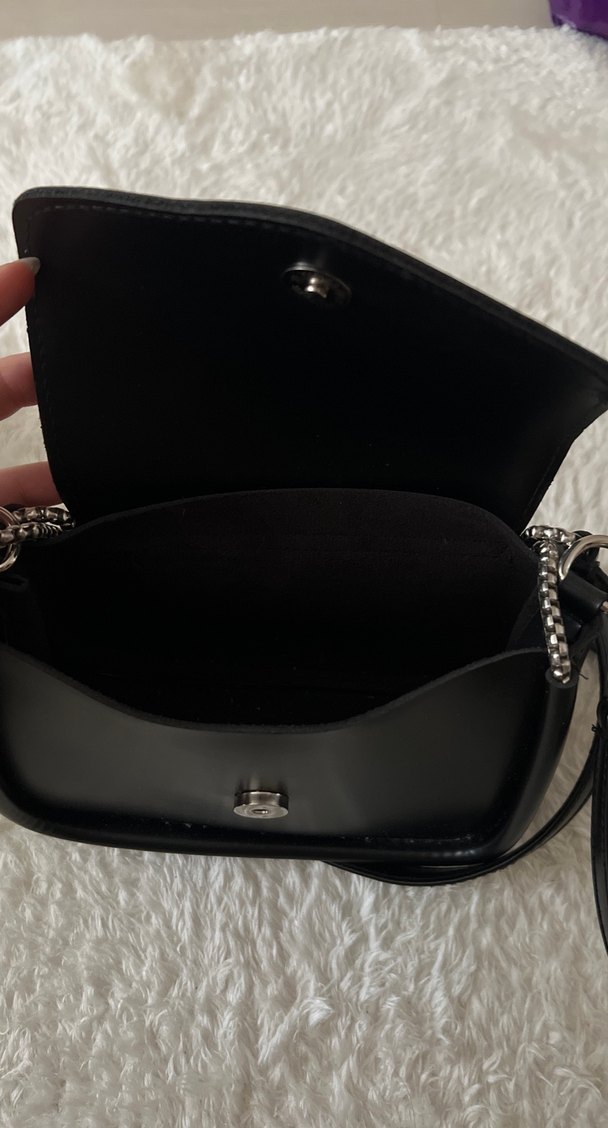 Zincir Detaylı Siyah Deri Kadın Çanta - Görsel 2