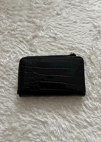 Siyah Deri Yılan Desenli Fermuarlı Kadın Cüzdanı - Görsel 4