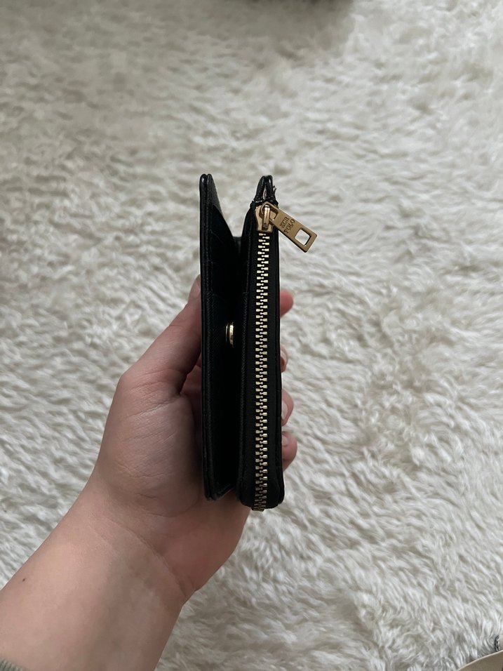 Siyah Deri Yılan Desenli Fermuarlı Kadın Cüzdanı - Görsel 3