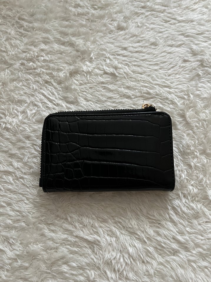 Siyah Deri Yılan Desenli Fermuarlı Kadın Cüzdanı - Görsel 4