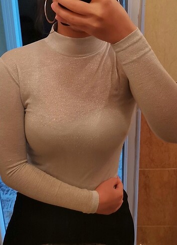 Parıltılı gri crop + haki yeşil 