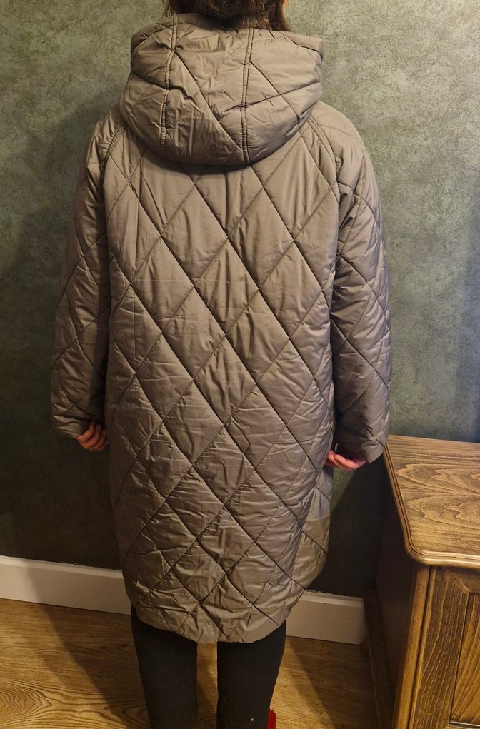 Gri Uzun Kadın Kışlık Mont - Görsel 3