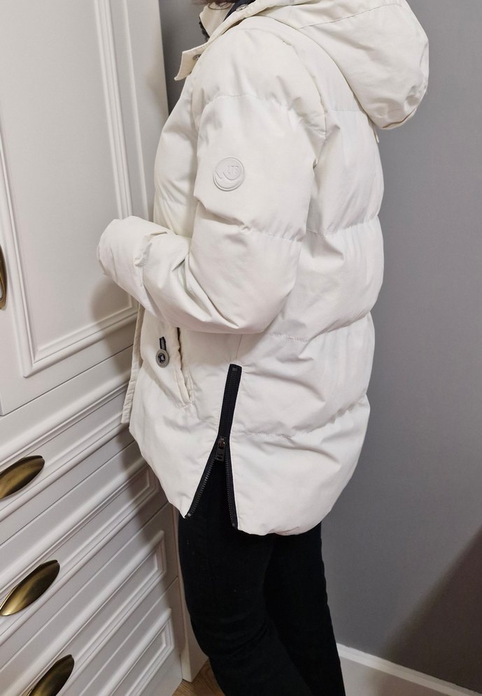 Beyaz Kadın Kışlık Orta Boy Mont - Görsel 2