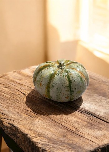 Turuncu ve Yeşil Tonlu Dekoratif Kabak Figürü - Görsel 2