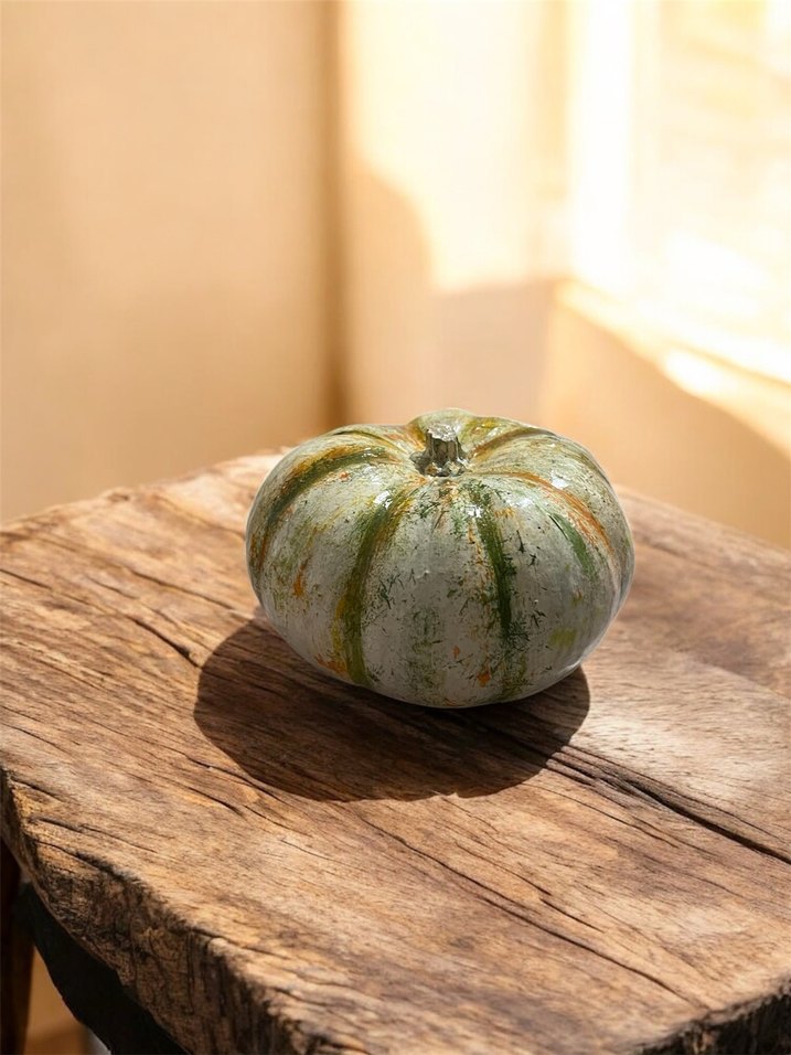 Turuncu ve Yeşil Tonlu Dekoratif Kabak Figürü - Görsel 2