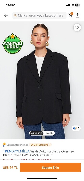 Siyah Blazer Ceket