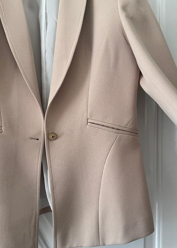 Bej Kadın Ofis Blazeri Düğmeli - Görsel 2