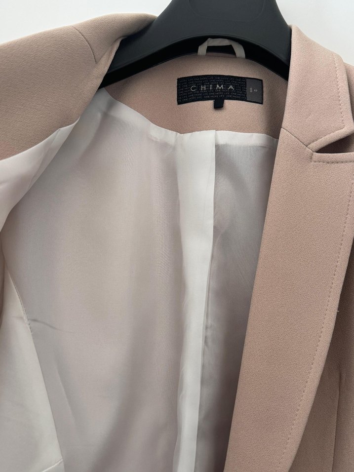 Bej Kadın Ofis Blazeri Düğmeli - Görsel 4