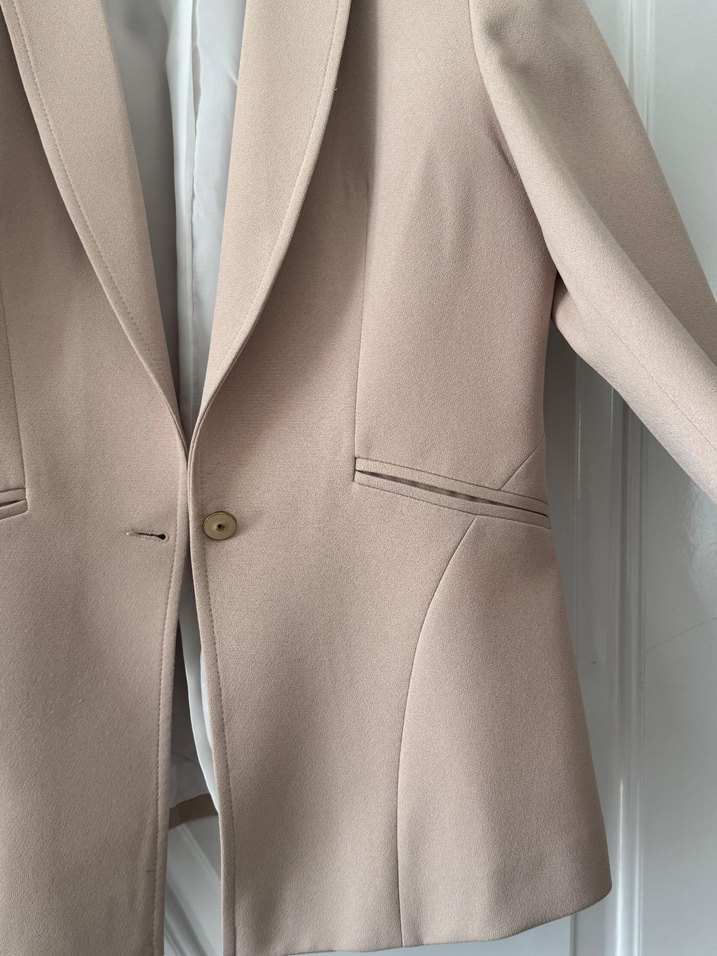 Bej Kadın Ofis Blazeri Düğmeli - Görsel 2