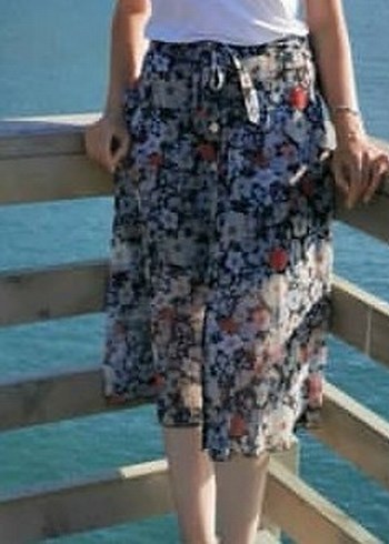 Çiçek Desenli Bohem Düğmeli Midi Etek - Görsel 2