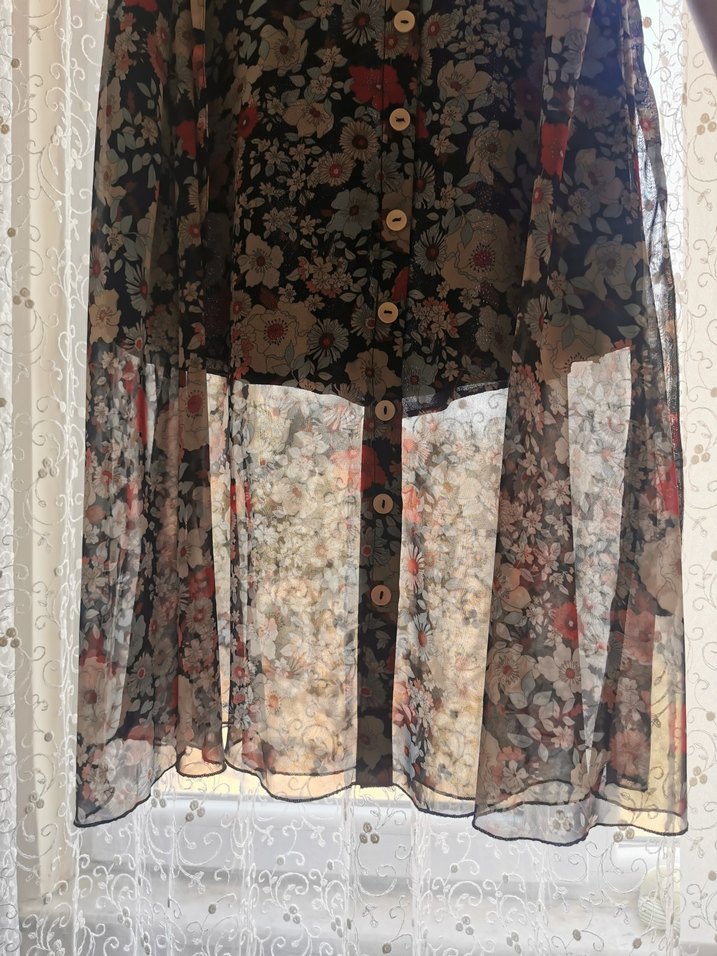 Çiçek Desenli Bohem Düğmeli Midi Etek - Görsel 4