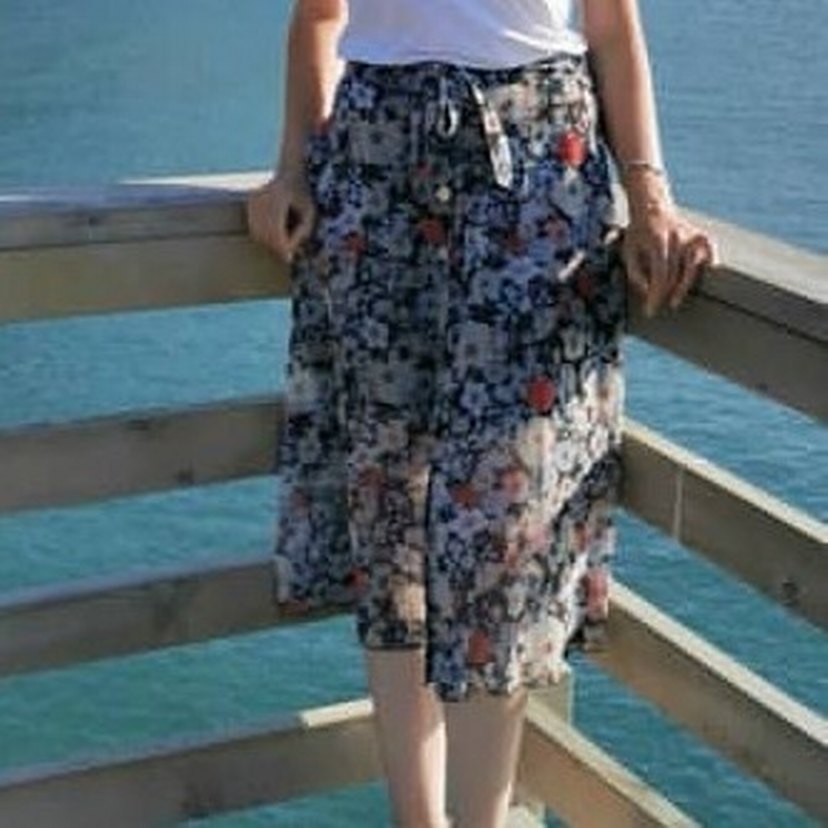 Çiçek Desenli Bohem Düğmeli Midi Etek - Görsel 2