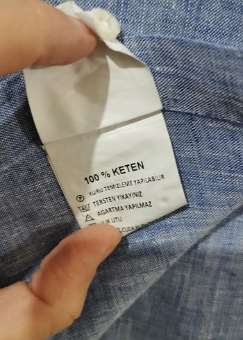 Erkek Lacivert Keten Uzun Kollu Gömlek yüzde yüz keten - Görsel 6