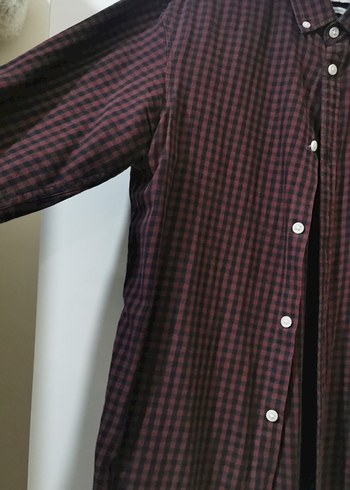 Bordo kareli Düğmeli Uzun Kollu Erkek Gömlek - Görsel 2