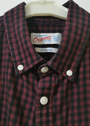 Bordo kareli Düğmeli Uzun Kollu Erkek Gömlek - Görsel 4