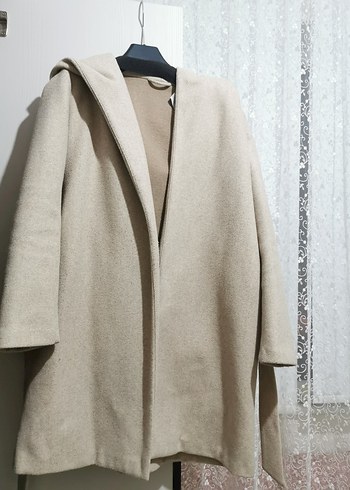 Zara Kapüşonlu Bej Kaban - Görsel 5