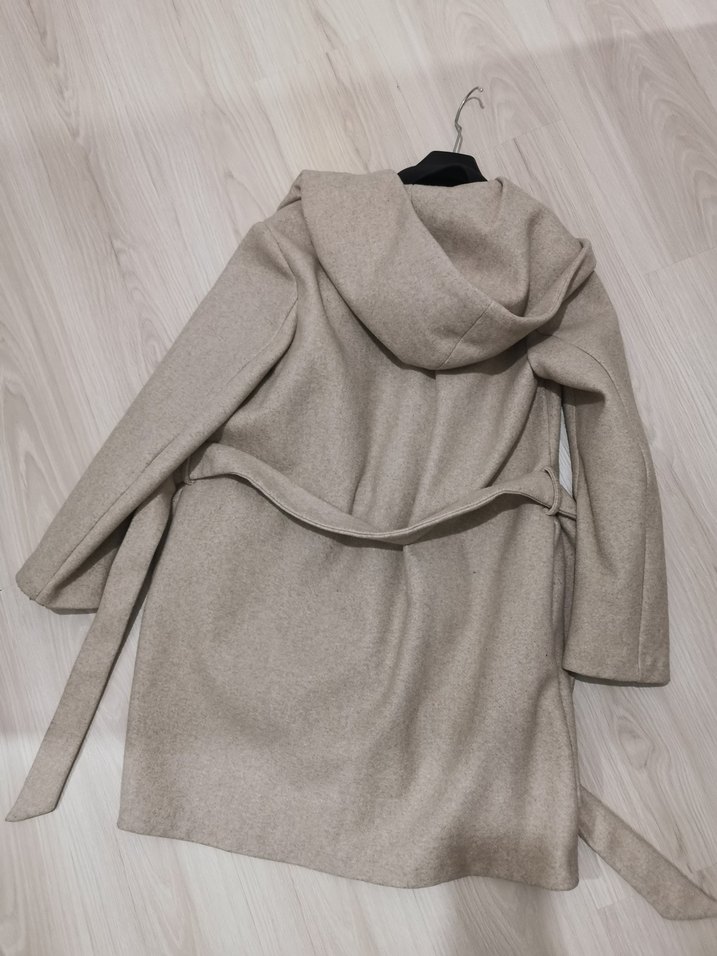 Zara Kapüşonlu Bej Kaban - Görsel 2