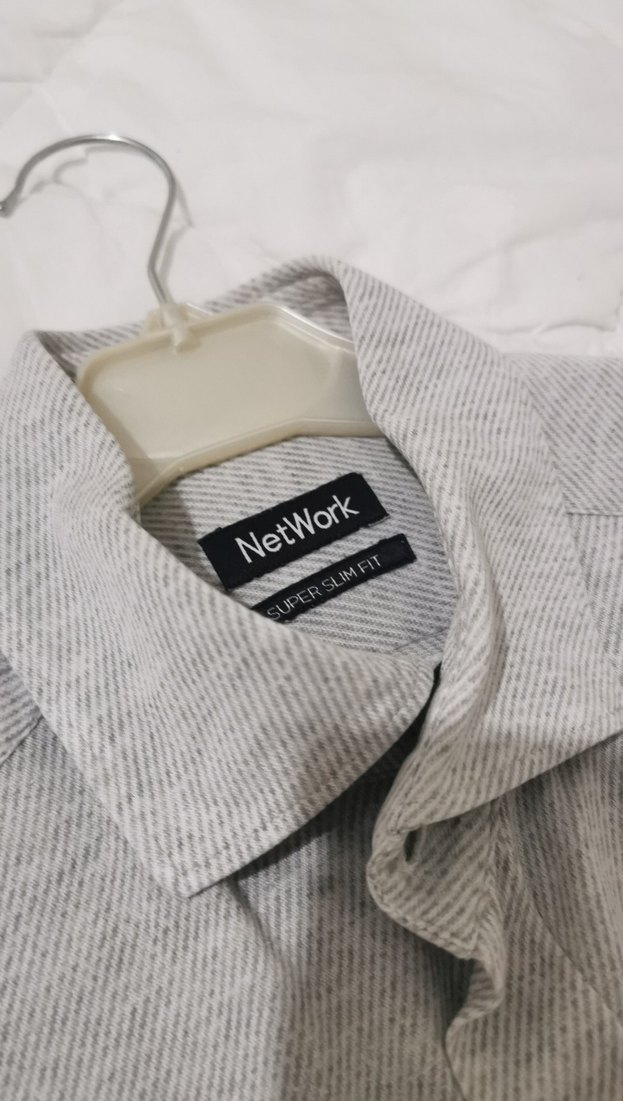 Gri Uzun Kollu Keten pamuk Gömlek - Görsel 3