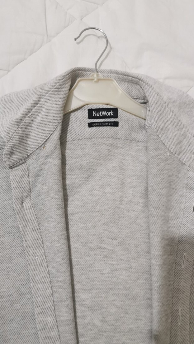 Gri Uzun Kollu Keten pamuk Gömlek - Görsel 4