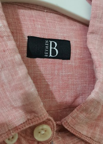 Pembe Keten Erkek Gömlek, Uzun Kollu, Regular Fit 100 keten - Görsel 4