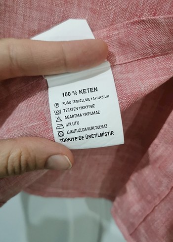Pembe Keten Erkek Gömlek, Uzun Kollu, Regular Fit 100 keten - Görsel 3
