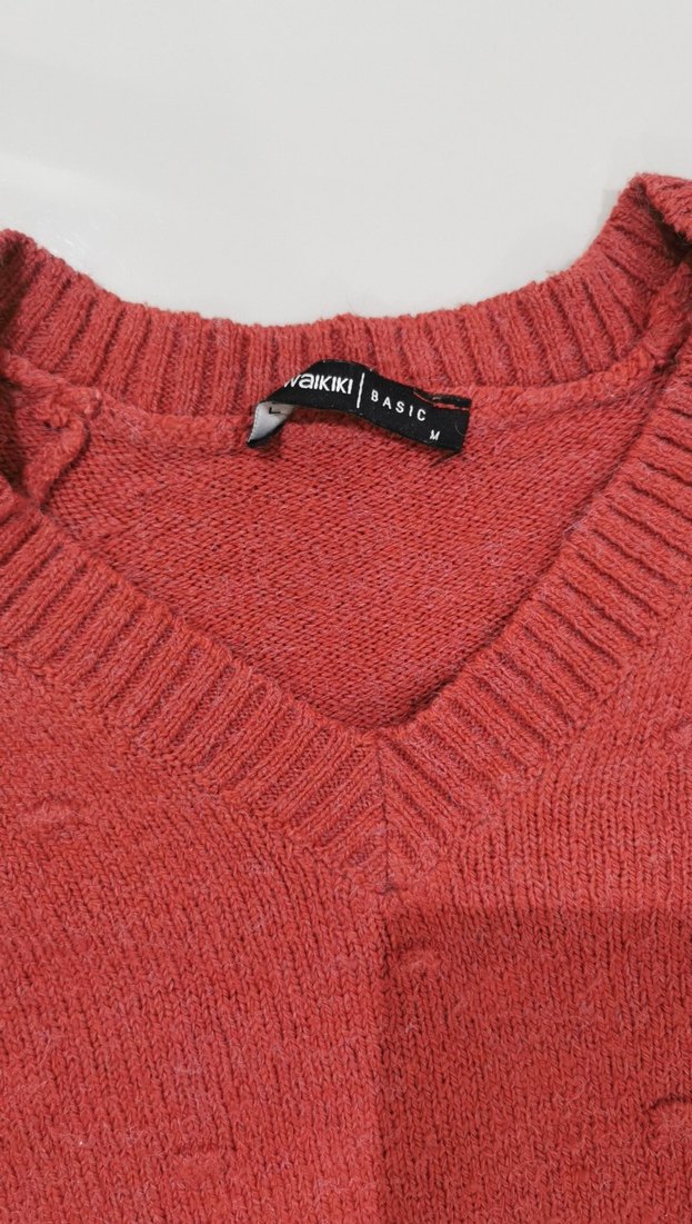 Kiremit rengi Kadın Örgü Uzun Kollu Kazak - Görsel 3