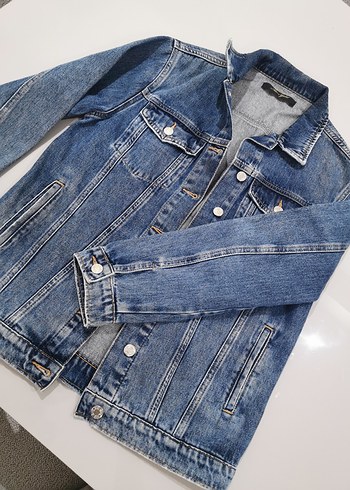 Düğmeli Mavi Kadın Kot Ceket - Görsel 3