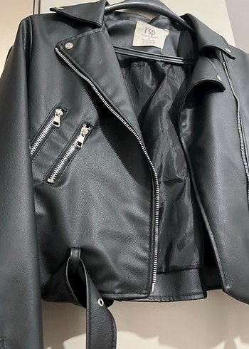Kadın Siyah Deri Ceket - Görsel 2