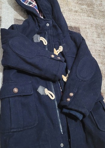 Düğmeli Lacivert Erkek Çocuk Kaşe Mont - Görsel 4