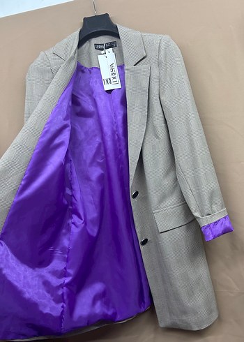 Diğer Düğmeli bej Uzun Kesim Kadın Blazer Ceket