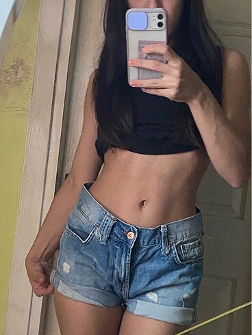 Mavi yırtık kot jean mini mavi