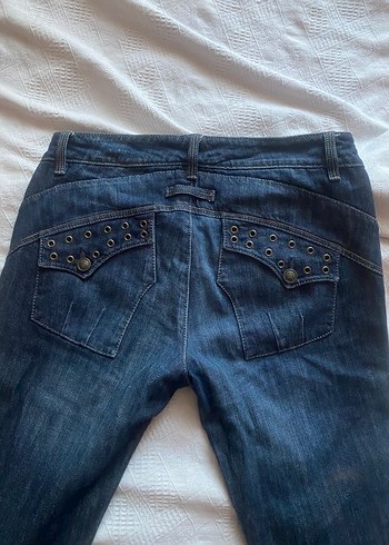 American Vintage Koyu Mavi Metal Detayli Denim Jean Vinatge Kot Pantalon Queen